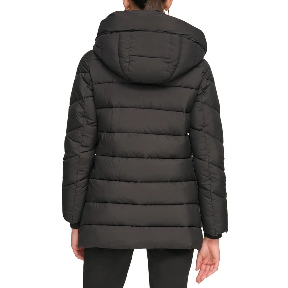 Calvin Klein Women's Bibbed Hooded Puffer Coat, Created for Macy's 2