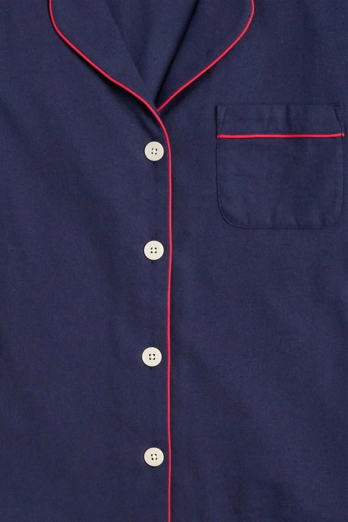 SLEEPY JONES Marina Pajama Set In Navy Flannel/red Piping 4