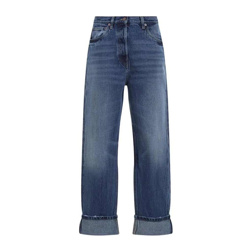 Prada Prada Logo Patch Wide-Leg Jeans 1