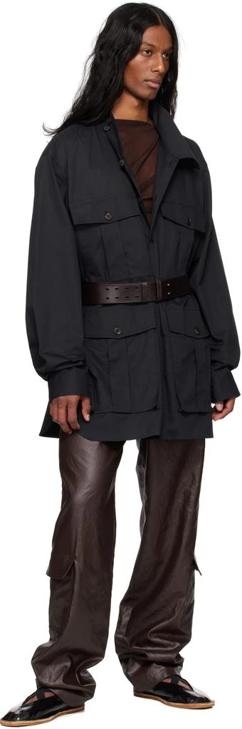 Dries Van Noten Burgundy Crêpe Cargo Pants 4