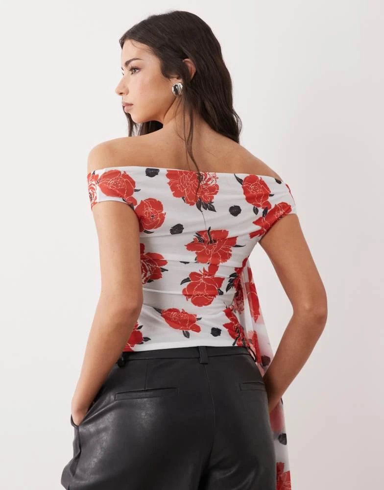 ASOS ASOS DESIGN wrap around off shoulder top in floral print 4
