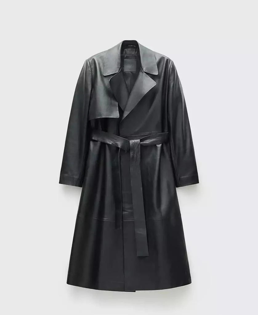 Mango Women's Bow Detail Leather Trench Coat 3