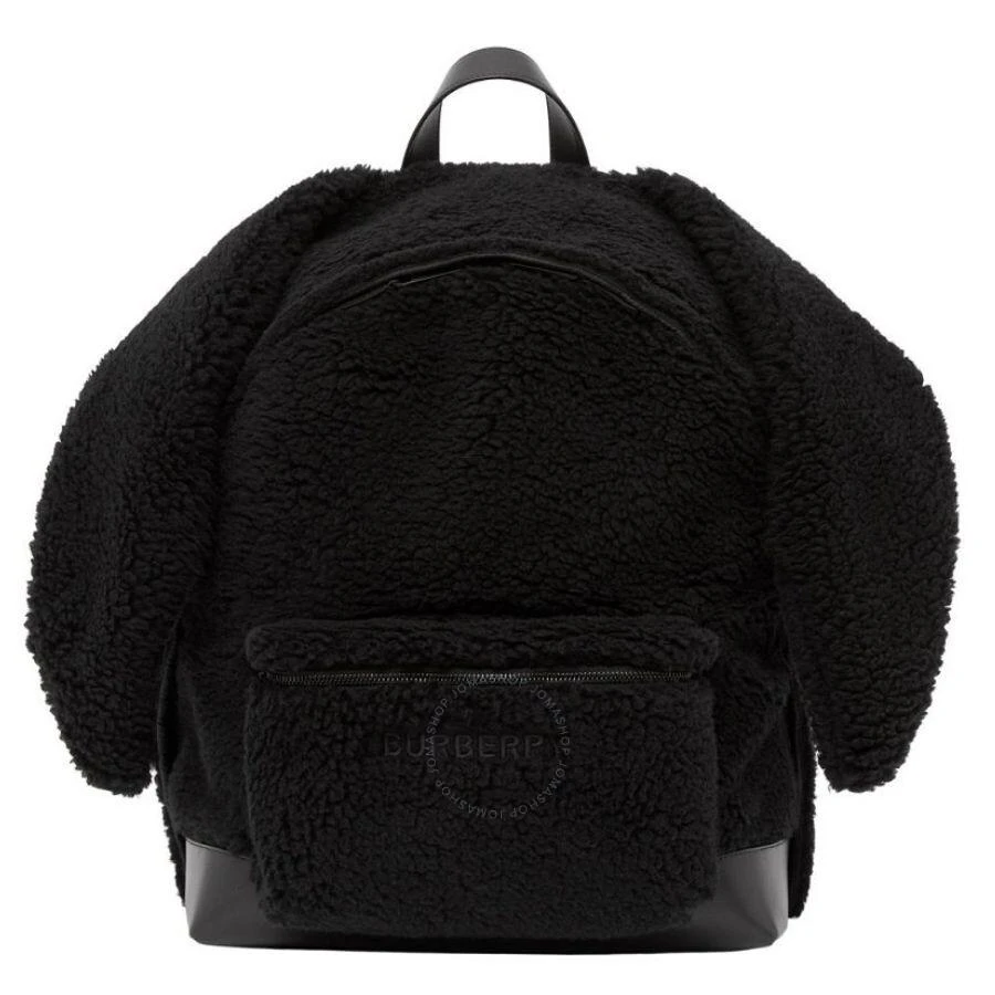 Burberry Men's Black Rabbit Decorated Fleece Backpack 1