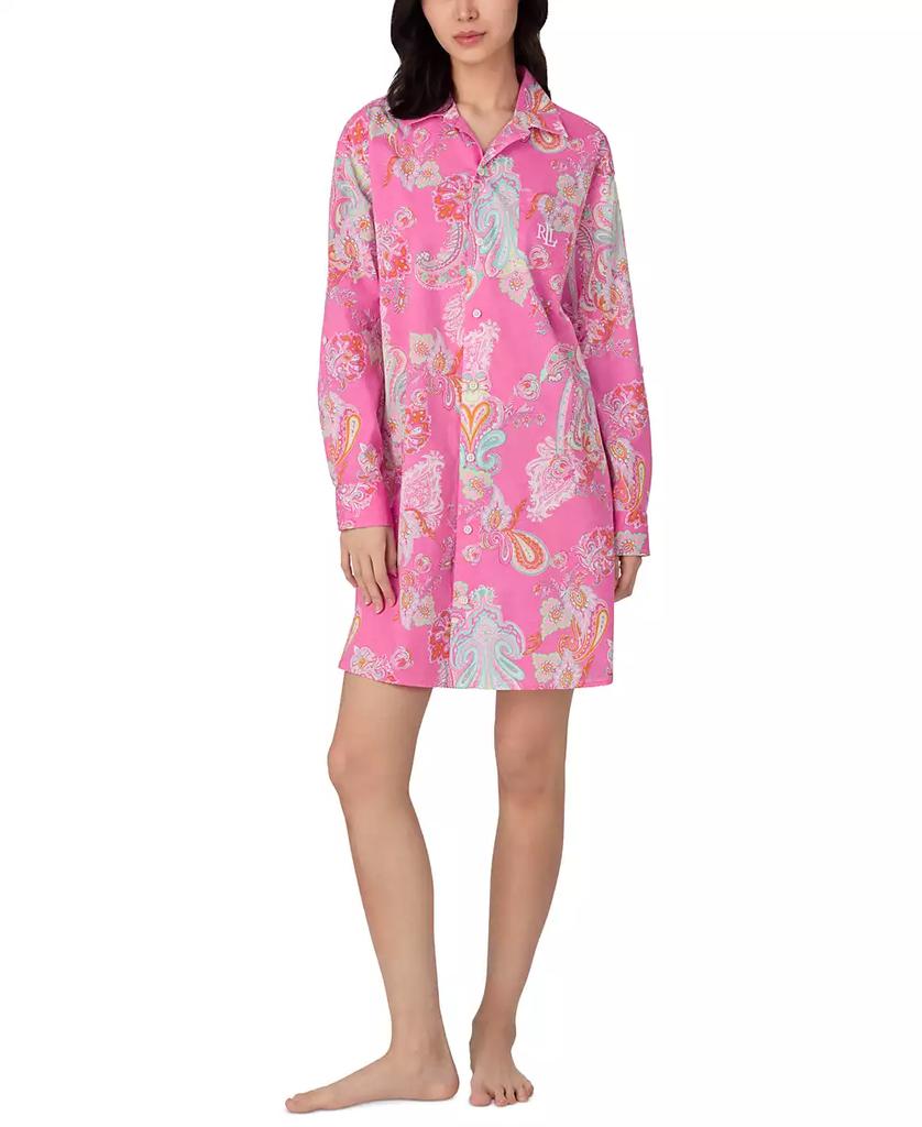 Ralph Lauren Women's Roll-Tab-Sleeve His Shirt Sleepshirt