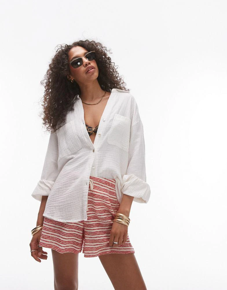 Topshop Topshop cotton casual shirt in ivory 1