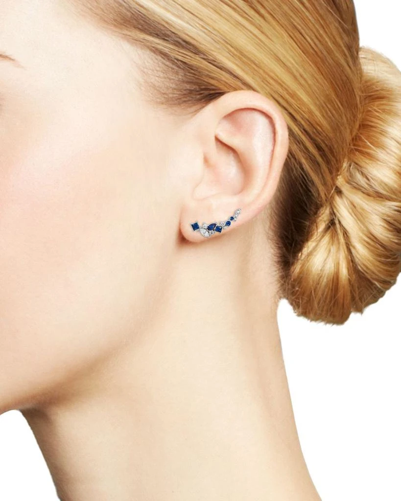 Bloomingdale's Diamond and Blue Sapphire Climber Earrings in 14K White Gold 2