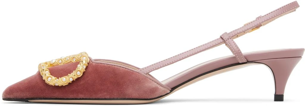 Valentino Pink VLogo Signature Velvet Slingback Heels 3