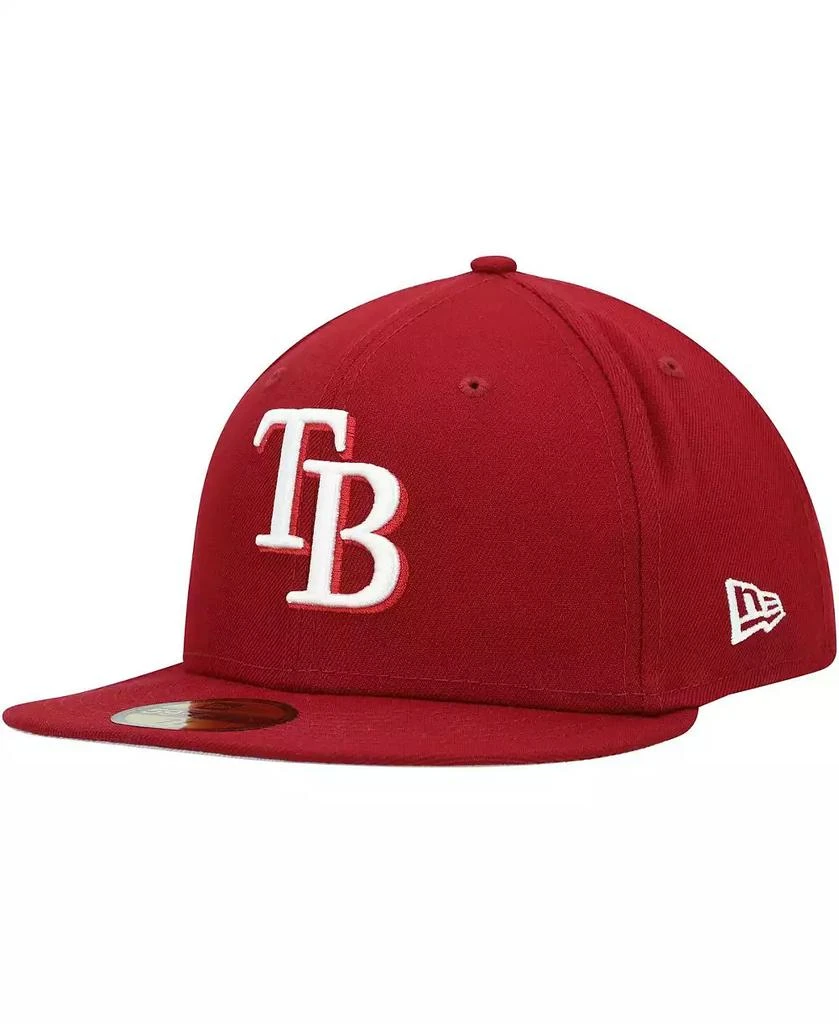 New Era Men's Cardinal Tampa Bay Rays White Logo 59FIFTY Fitted Hat 2