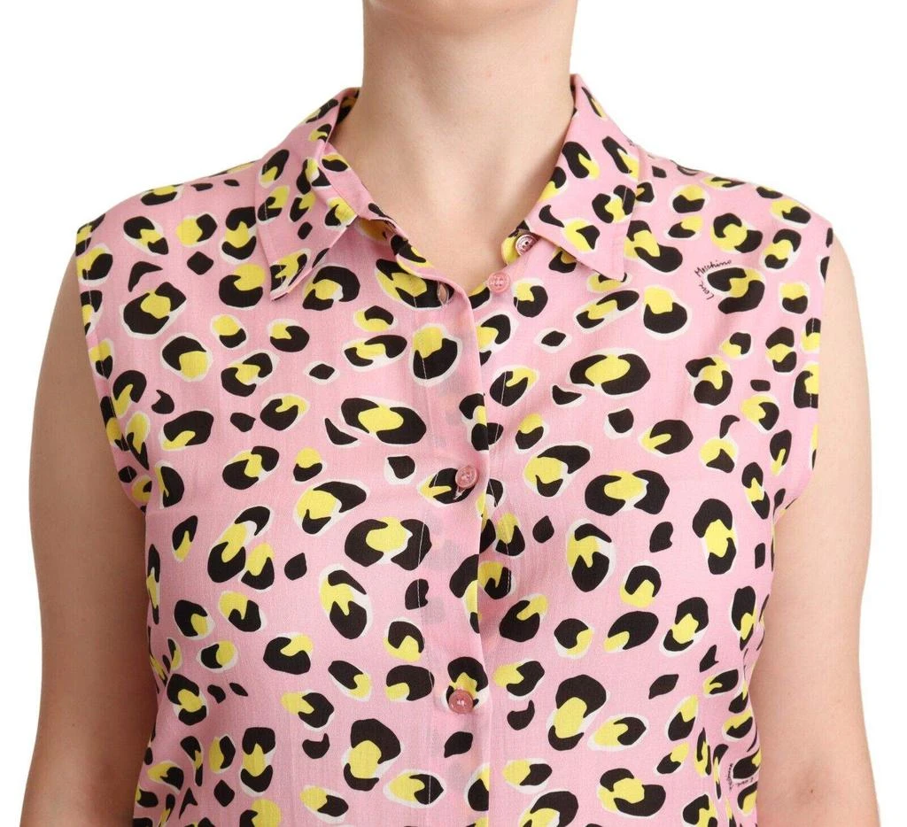 Love Moschino Love Moschino Pink Leopard Print Sleeveless Collared Polo Top 3