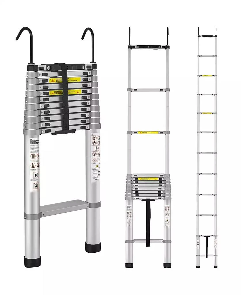 Mecale 15 ft Telescoping Ladder, Aluminum Multi-Button Retraction Extension Ladder, 400 lb Capacity, Non-Slip Feet, ANSI Listed