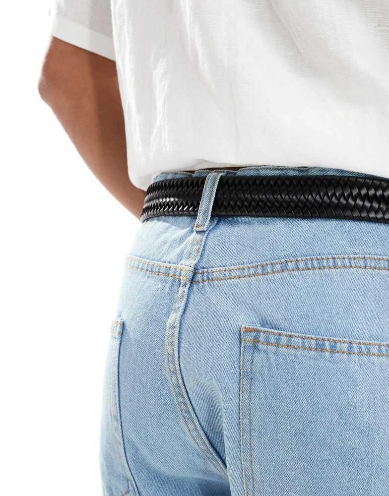River Island River Island leather woven belt in black 2
