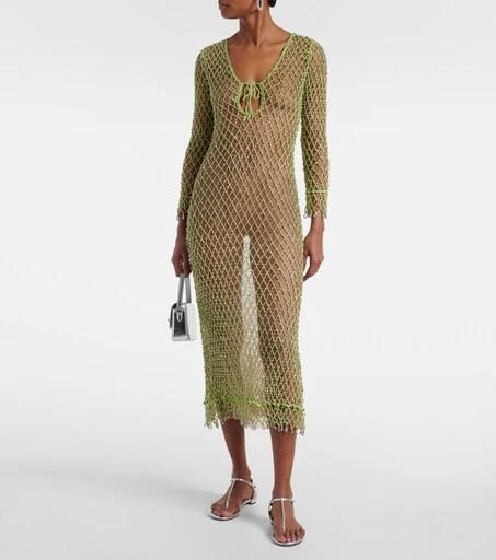 slim fit dress slacks Crystal Embellished Fishnet Mini Dress in Gold main image 1