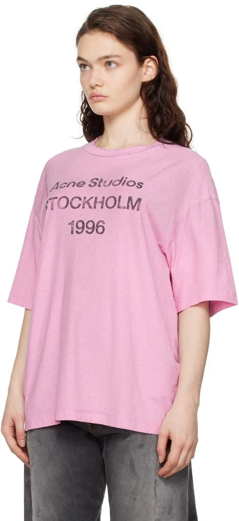 Acne Studios Pink Relaxed Fit Logo T-shirt 4