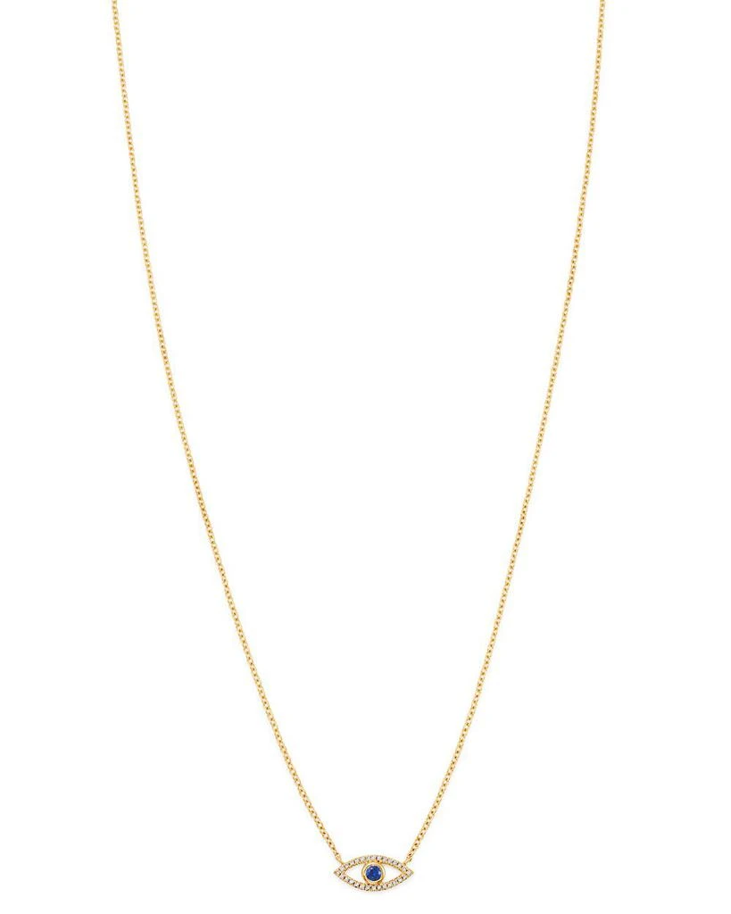 Zoe Lev 14K Yellow Gold Diamond & Blue Sapphire Evil Eye Pendant Necklace, 18" 1