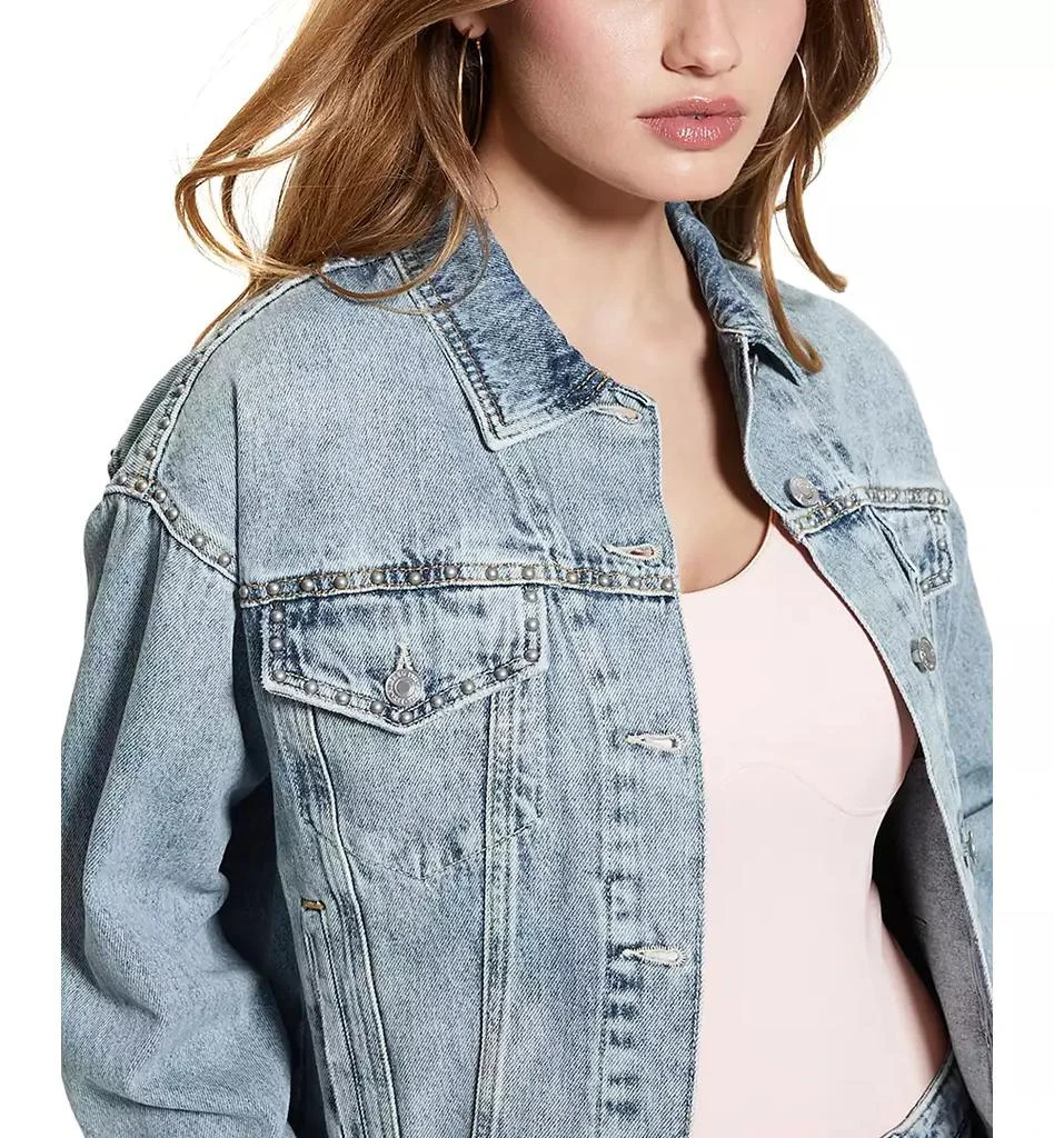 GUESS Women's Clara Printed-Back Denim Jacket 4