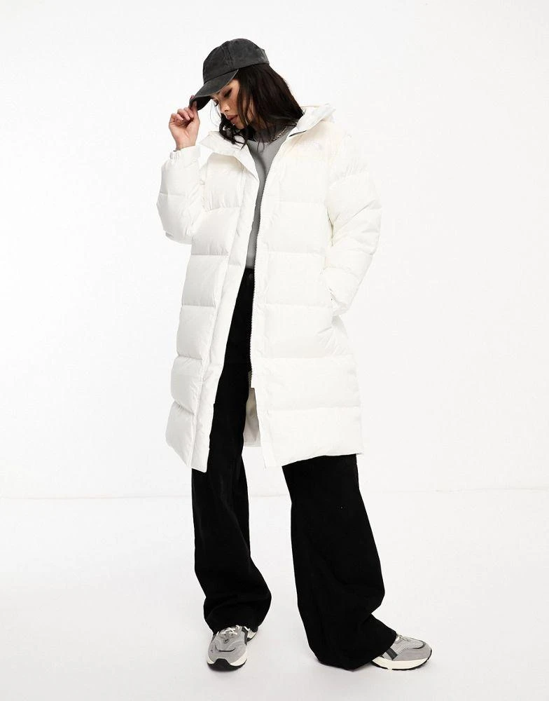 The North Face The North Face Nuptse long down puffer coat in cream 2