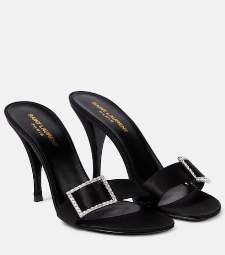 Yves Saint Laurent Simone 90 embellished satin crêpe mules 1