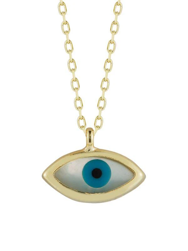 Chloe & Madison 14K Goldplated Sterling Silver, Mother Of Pearl & Enamel Evil Eye Necklace 1