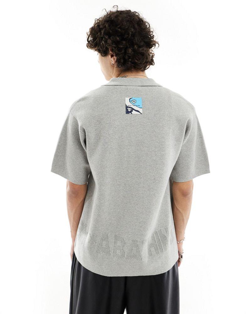 AAPE Aape By A Bathing Ape short sleeve knitted bowling shirt in grey
