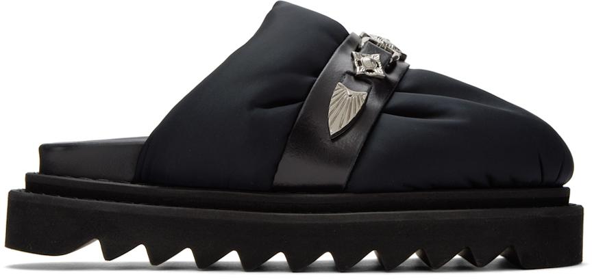 Toga Pulla SSENSE Exclusive Black Eyelet Metal Sabot Loafers