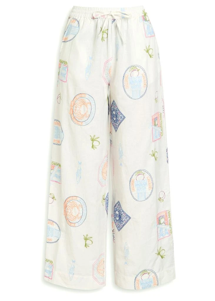 DAMSON MADDER Chlo embroidered cotton-blend trousers 1