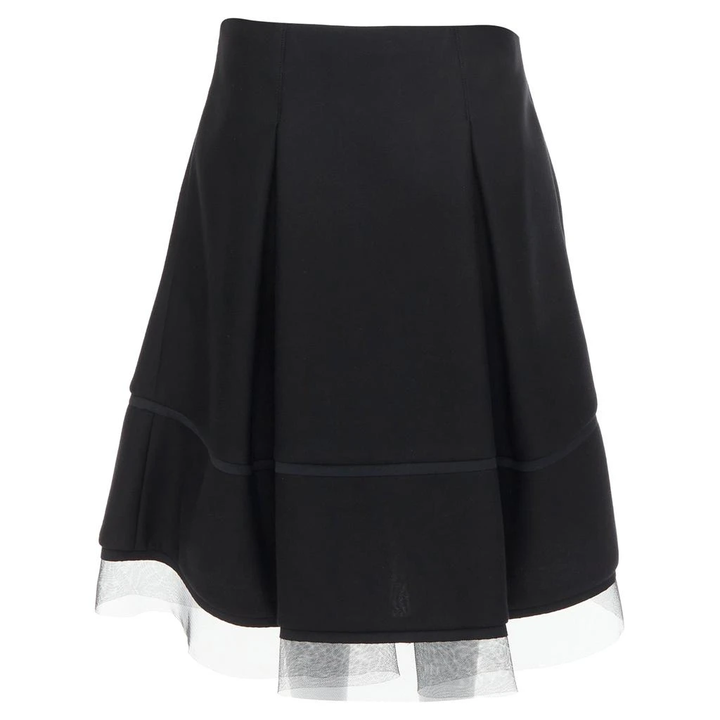 Donna Karan Scuba Pleated Tulle Mesh Trim A-Line Skirt 1
