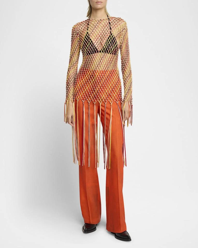 Gabriela Hearst Macaria Beaded Net Knit Fringe Top 2