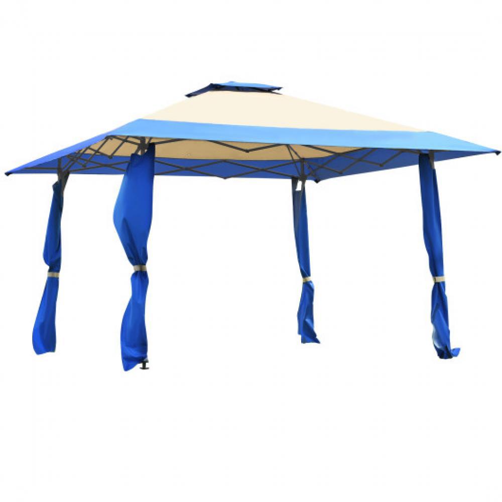 Hivvago 13 Feet x 13 Feet Pop Up Canopy Tent Instant Outdoor Folding Canopy Shelter-Brown