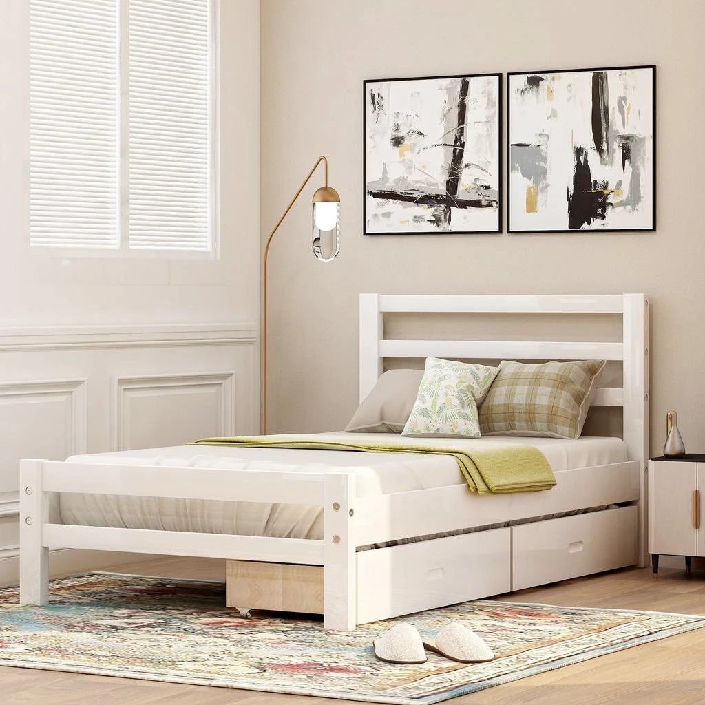 Streamdale Furniture Streamdale Wood Platform Bed With Two Drawers