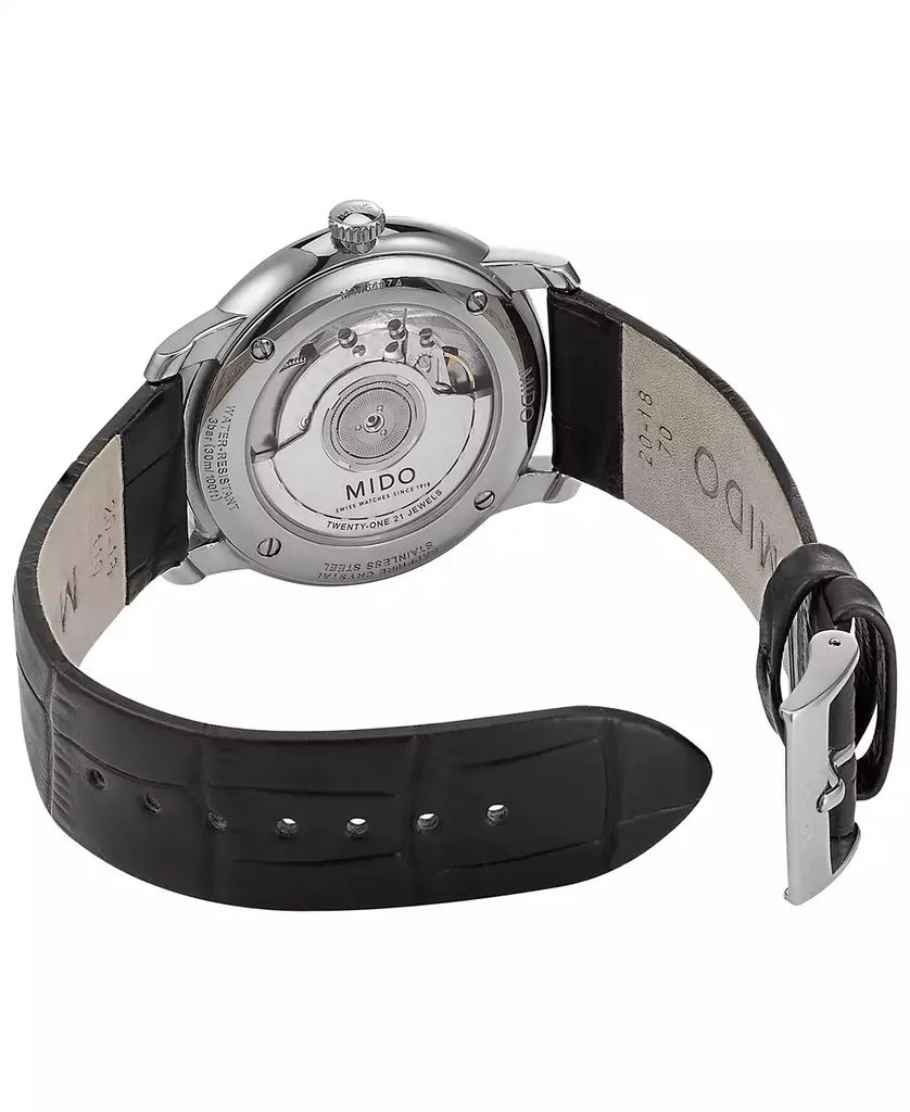 MIDO Men's Swiss Automatic Baroncelli III Heritage Black Leather Strap Watch 39mm 4