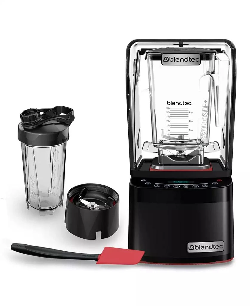 Blendtec Professional 800 Blender, 34 oz GO Travel Bottle, 90 oz WildSide+ Jar, and Spoonula Spatula - Kitchen Blender Bundle - Black