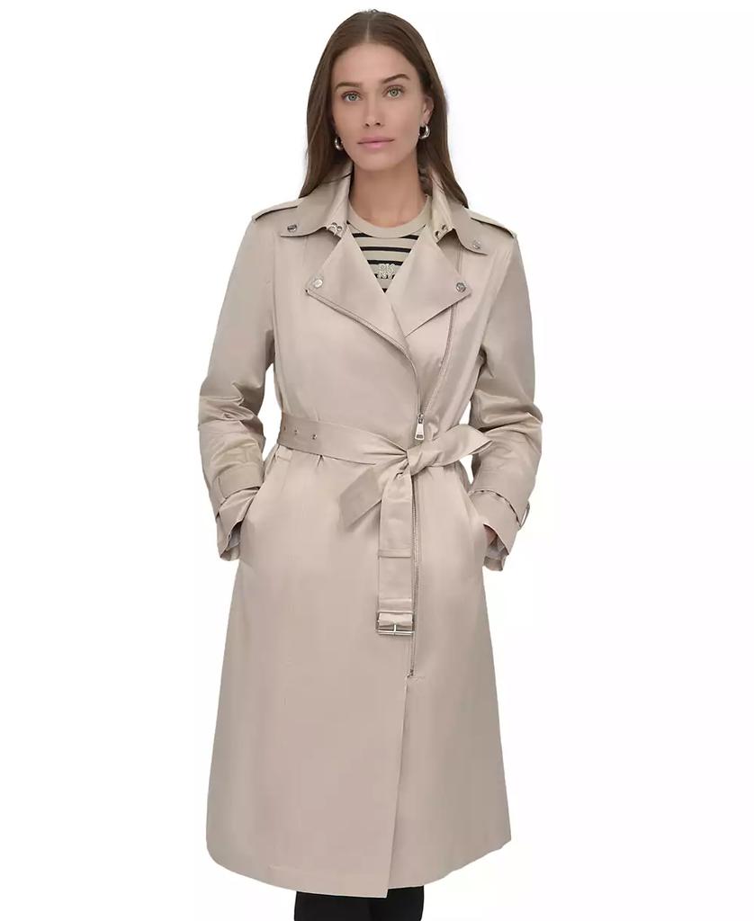 DKNY Women's Belted Asymmetric-Zip Trench Coat - Coats - Free