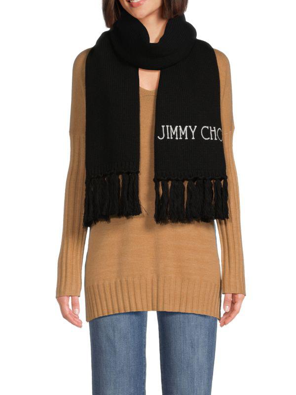 Jimmy Choo Logo Printed Wool Poncho - Scarves - Compare