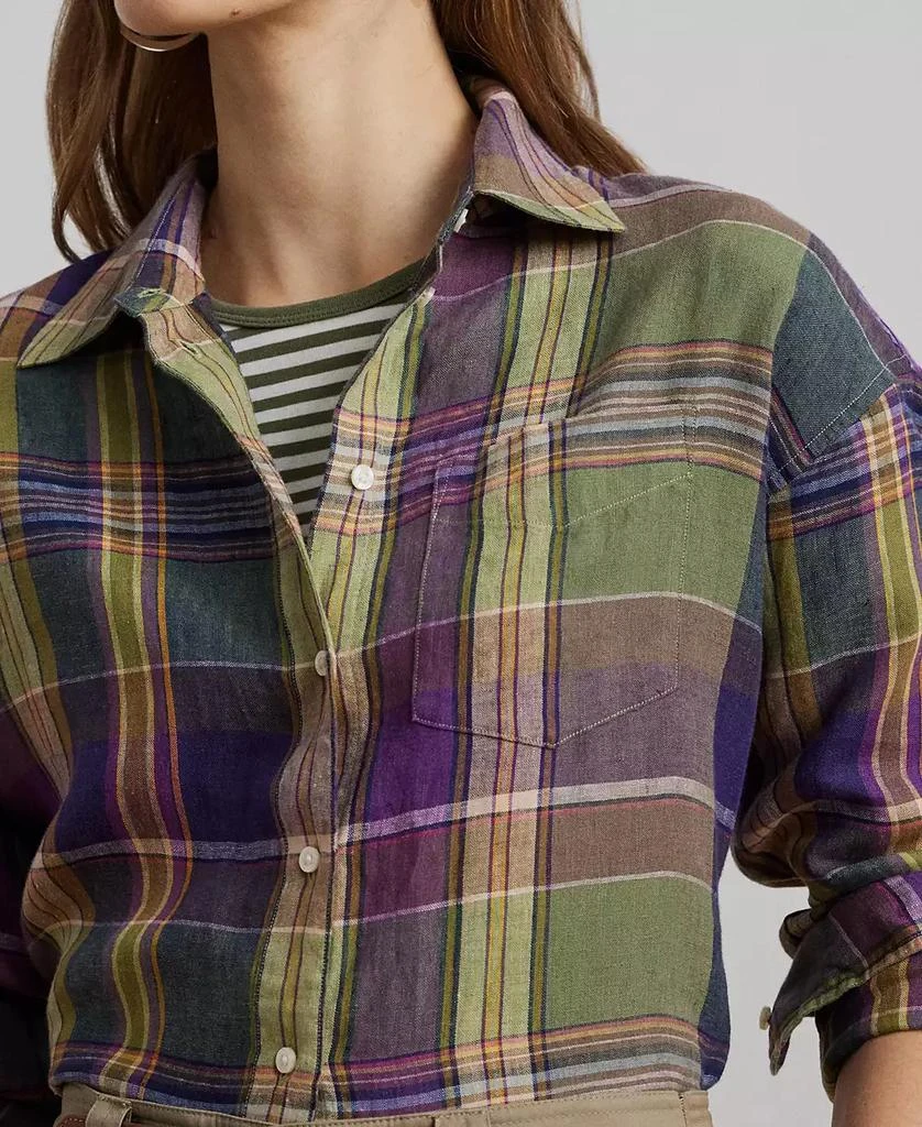 Ralph Lauren Women's Relaxed-Fit Plaid Linen Shirt, Regular & Petite 3