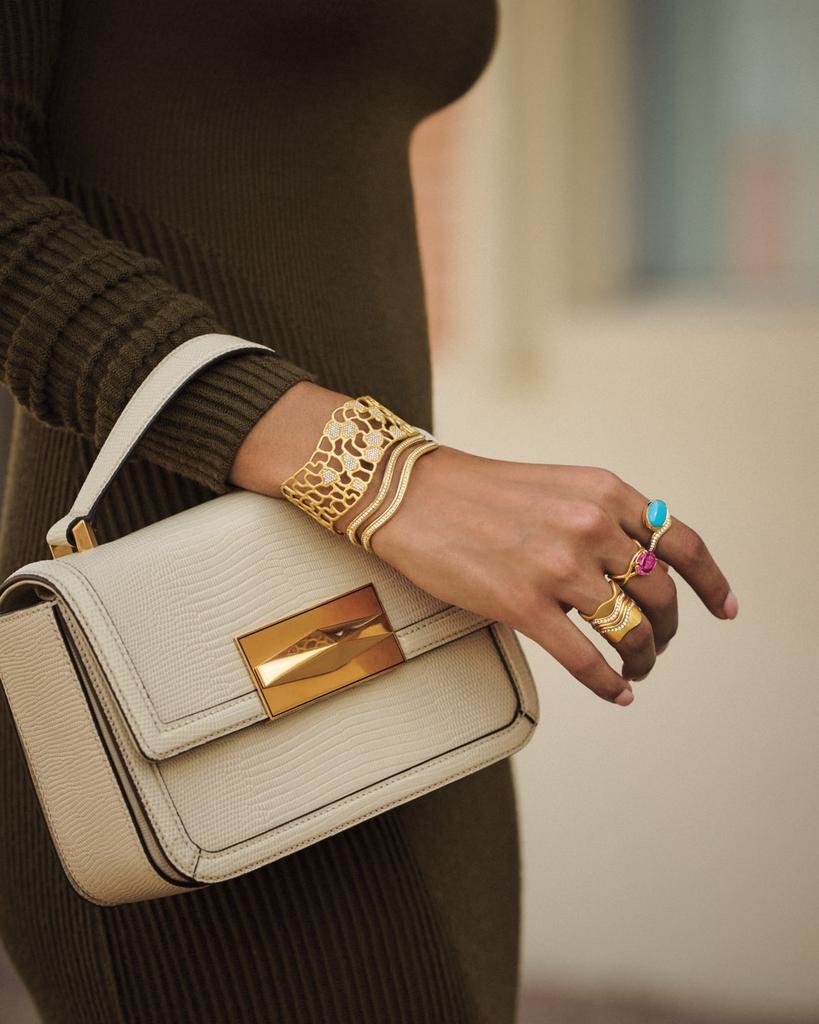 Jamie Turner 18K Yellow Gold Double Curve Stacking Ring, Satin