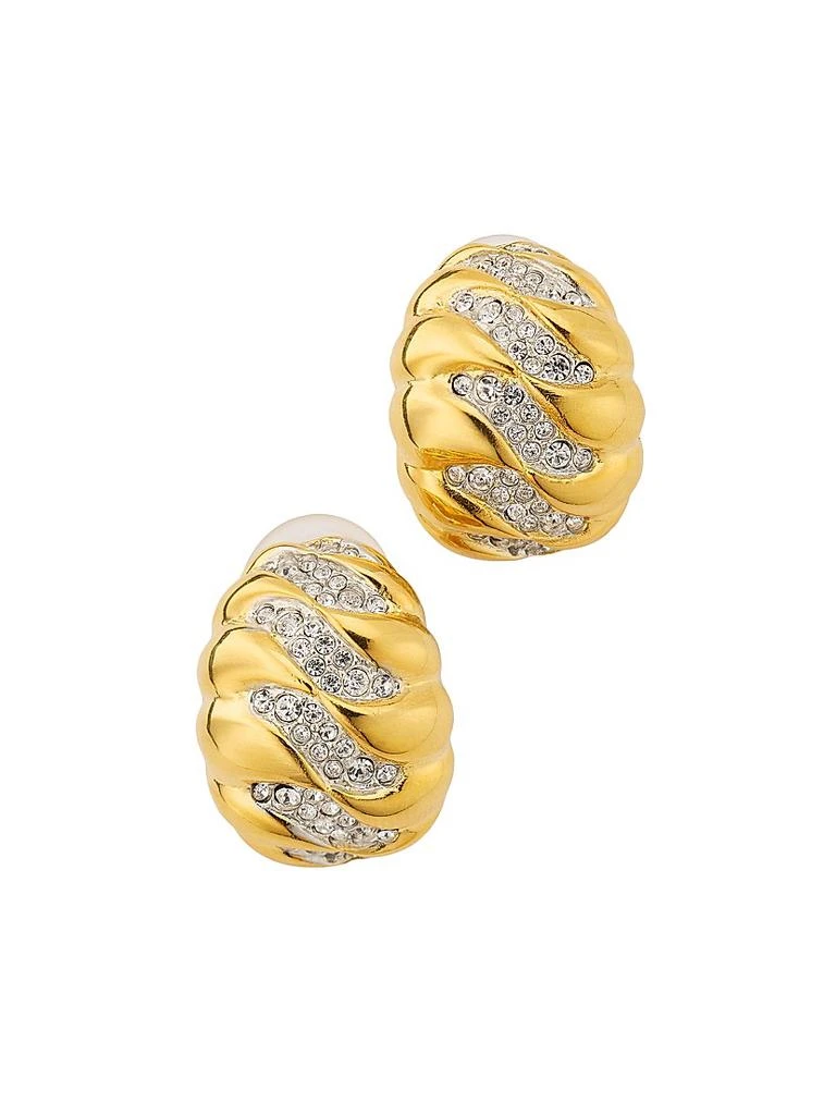 Kenneth Jay Lane Goldtone
Glass Crystal Clip-On Huggie Earrings