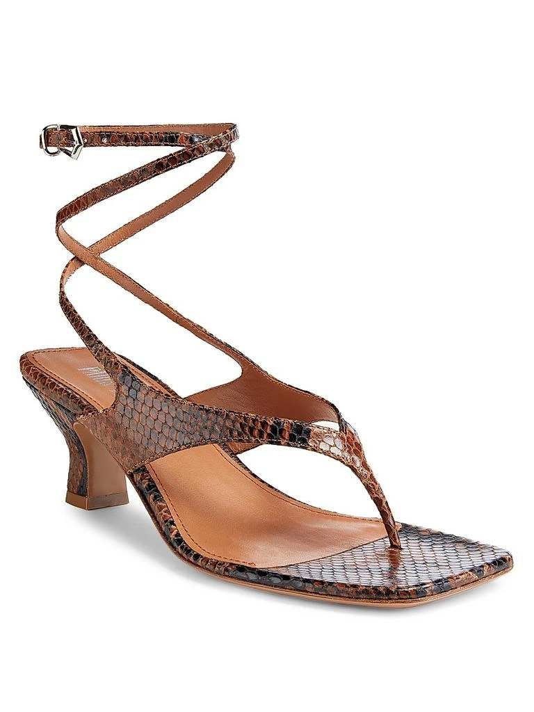 Paris Texas 55MM Python-Effect Leather Ankle-Wrap Sandals 2