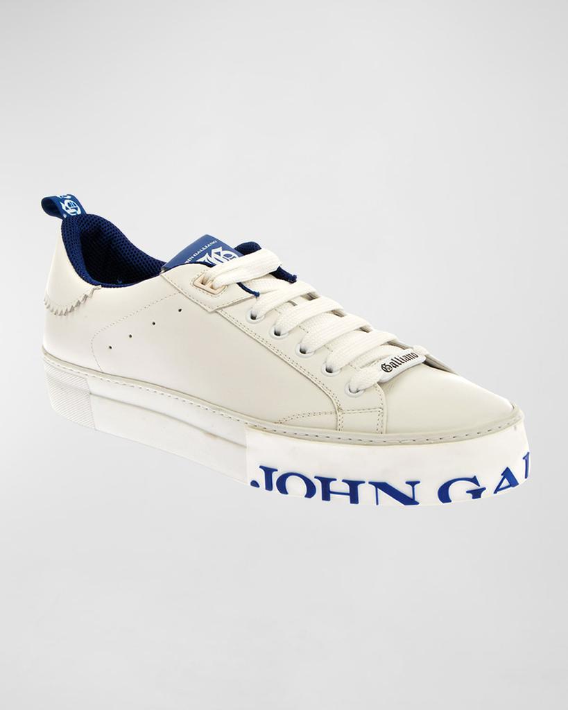 John Galliano Paris Men's Logo Sole Low-Top Leather Sneakers