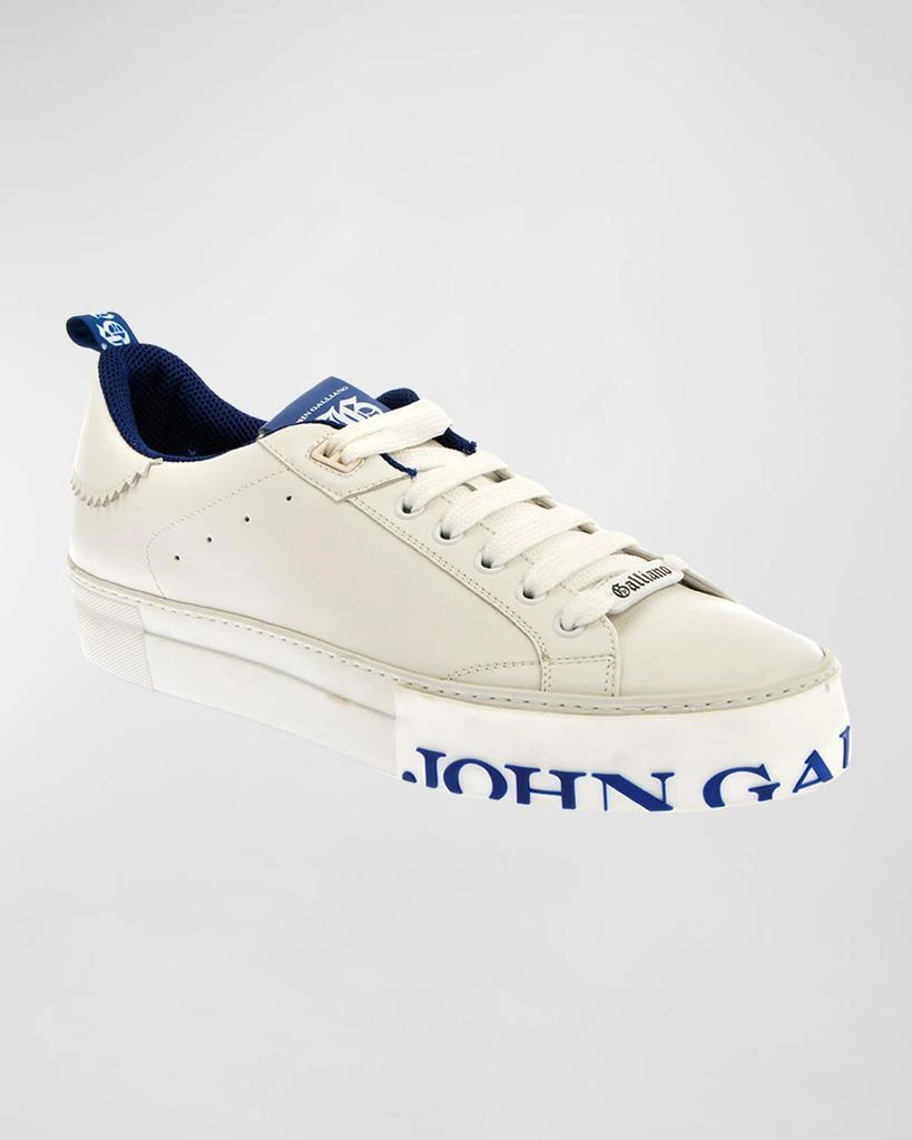 John Galliano Paris Men's Logo Sole Low-Top Leather Sneakers 2
