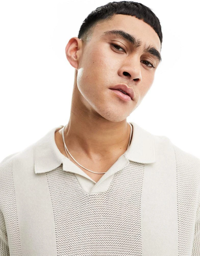 Cotton:On Cotton On knitted polo shirt in stone 1