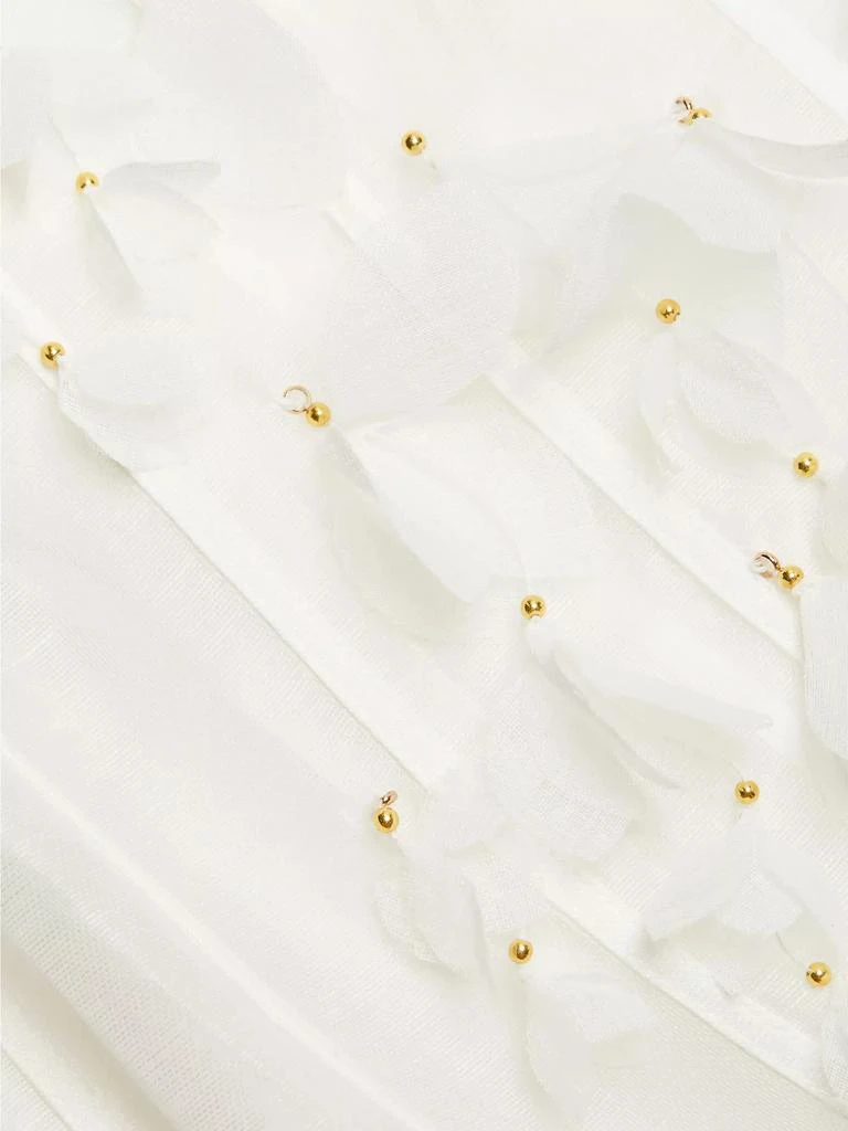 Zimmermann Petal Appliqué Linen-Silk Corset Gown 7