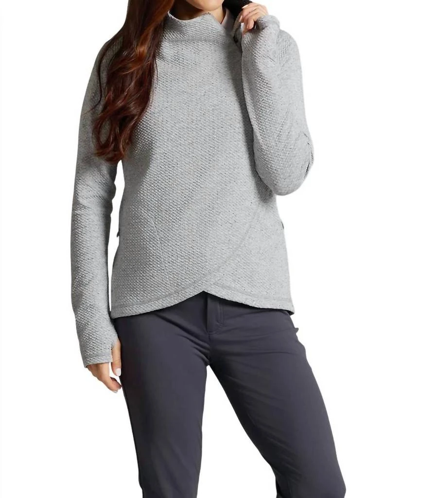 IBKUL Ibkul - Solid Popcorn Stitch Asymmetrical Zip Pullover 1