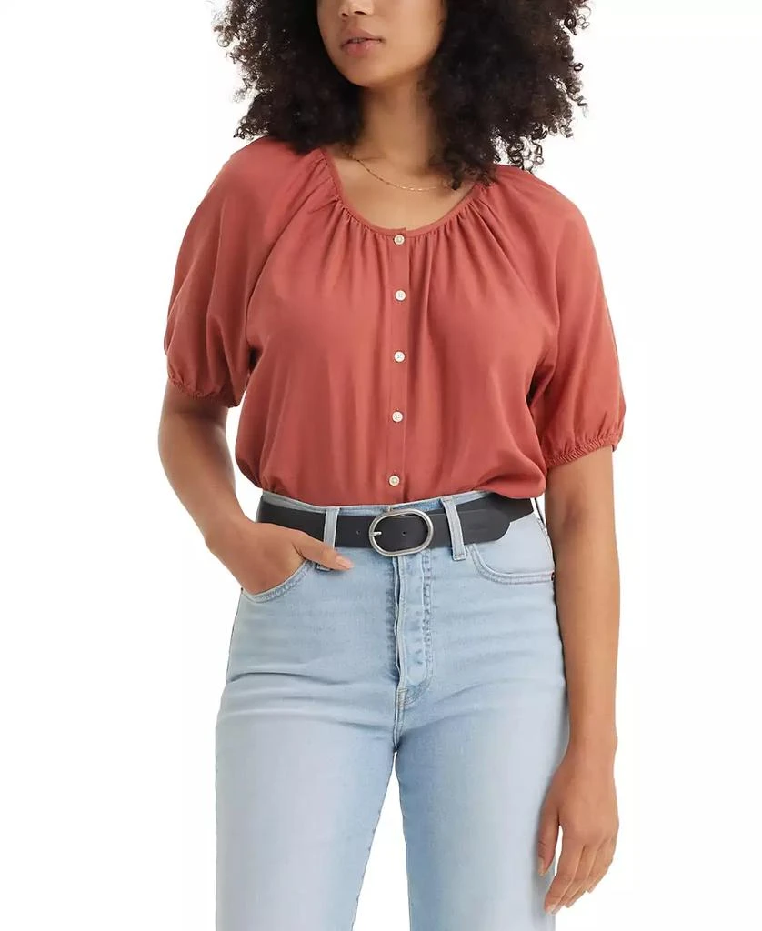 Levi's Women's Leanne Button-Front Puff-Sleeve Top 1