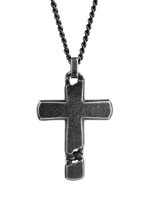 Belk & Co. Co. Stainless Cross Pendant Necklace With 24 Inch Bip Curb Chain 1