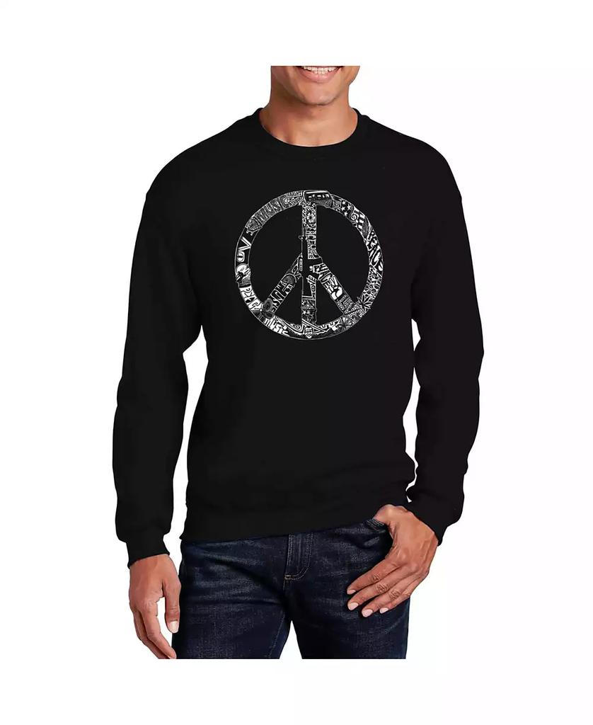 LA Pop Art Men's Word Art Peace, Love and Music Crewneck Sweatshirt