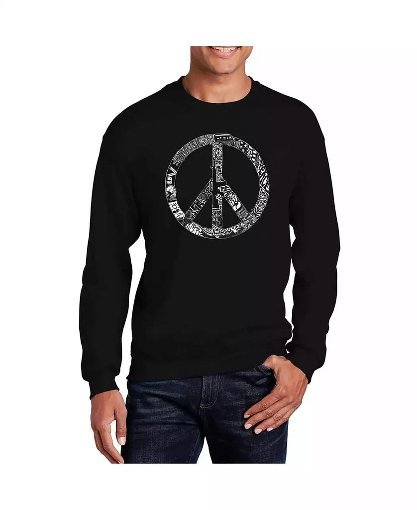 LA Pop Art Men's Word Art Peace, Love and Music Crewneck Sweatshirt 1