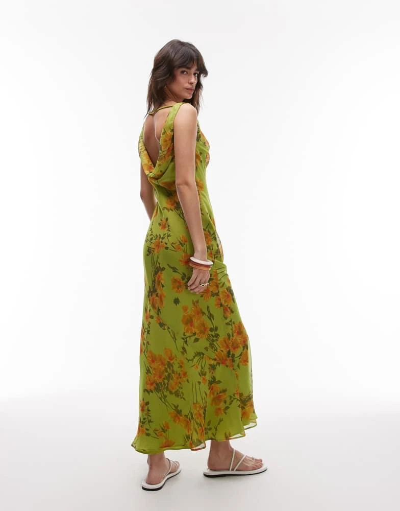 Topshop Topshop built up double layered cowl neck maxi dress in green  floral - Dresses & Skirts - Free Shipping - BeyondStyle