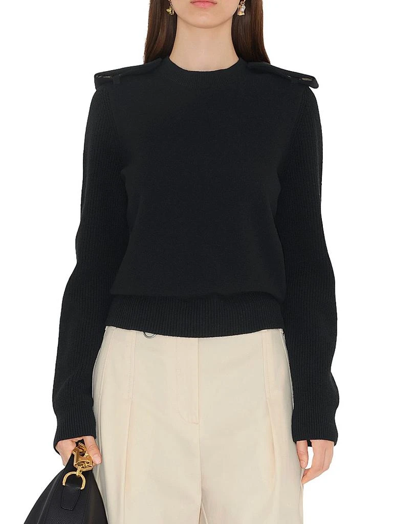 Burberry Check Epaulette Wool 
Cashmere-Blend Sweater 3