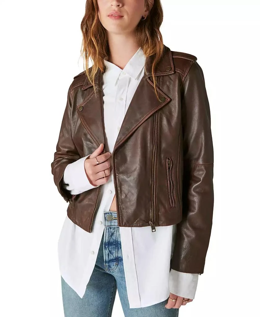 Lucky Brand Women's Classic Leather Moto Jacket 1