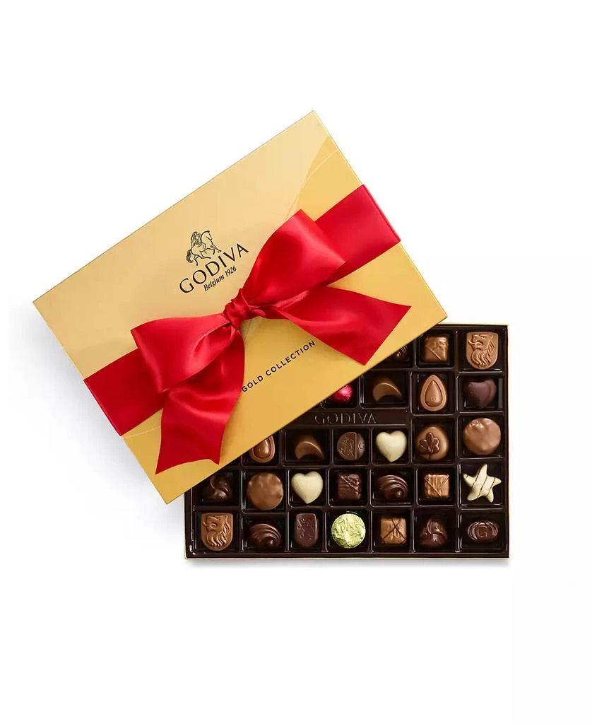 Godiva Gold Ballotin Chocolate Gift Box with Solid Red Ribbon, 72 Piece 4